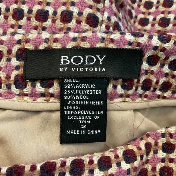 VTG Y2K Body by Victoria Button Pencil Skirt  pink tweed office siren sexy sz 2 - Picture 15 of 16
